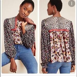 NWT Bla^nk London × Anthropologie Size XS Joelle Leopard Print Top